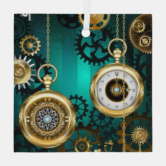Ornement En Verre Veille bijoux Steampunk sur un Arrière - plan vert (Verso)