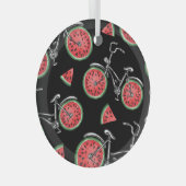 Ornement En Verre Vélos à roue de pastèque, motif d'été. (Avant droite)