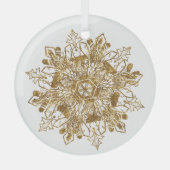 Ornement En Verre Verre de Noël Golden Sparkfake Snowflake (Recto)