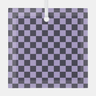 Ornement En Verre Verre orné à motif damier vert acide et noir