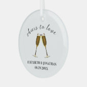 Ornement En Verre Verres à champagne pour À l'amour (Avant gauche)