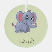 Ornement En Verre Vert éléphant gris mou (Verso)