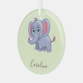 Ornement En Verre Vert éléphant gris mou (Avant gauche)
