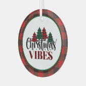 Ornement En Verre Vibes de Noël avec plaque noire et rouge (Avant gauche)