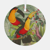 Ornement En Verre Vibrant Tropical Toucan Birds Art Exotic Jungle (Verso)