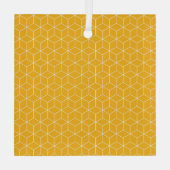 Ornement En Verre Vibrant Yellow Hexagonal Cube Pattern Design (Verso)