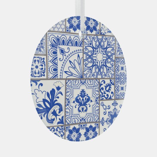 Ornement En Verre Victorian Majolica : Patchwork Tile Motif. (Avant droite)