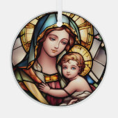 Ornement En Verre Vierge Vitrail Marie et Jésus (Verso)