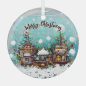 Ornement En Verre Village d'hiver Fairytale Maisons Snowflake (Recto)