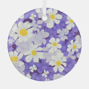 Ornement En Verre Vintage coloré : Motif Fleur sans couture