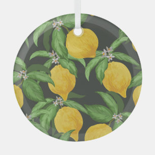 Ornement En Verre Vintage Lemon Tropical Motif
