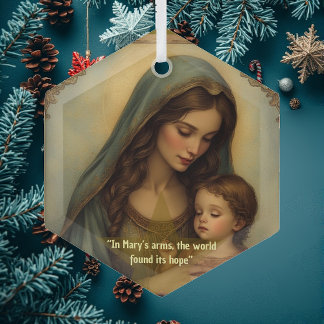 Ornement En Verre Vintage Madonna and Child Renaissance Art Minimal