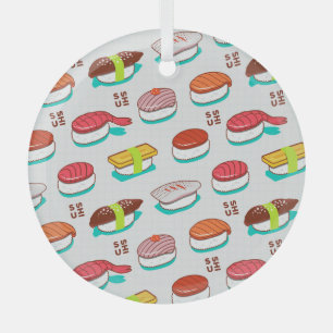 Ornement En Verre Vintage nigiri sushi, motif doodé