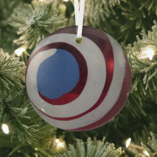 Ornement En Verre Vintage Rouge Blanc Bleu Verre de Noël Boule MOD