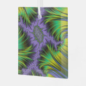 Ornement En Verre Violet et vert Feuillage Fractal Art (Avant gauche)