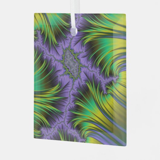 Ornement En Verre Violet et vert Feuillage Fractal Art (Avant gauche)