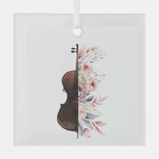 Ornement En Verre Violon aux fleurs. (Recto)