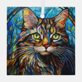 Ornement En Verre Vivid Tabby Cat Stained (Verso)