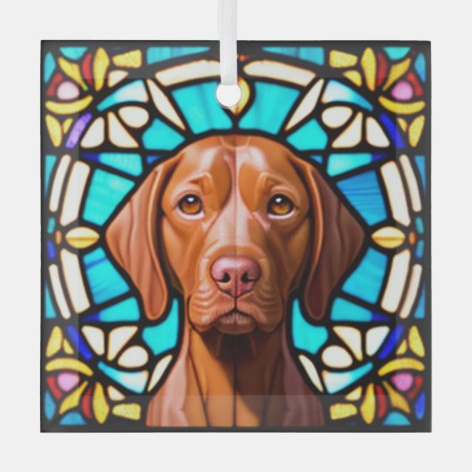 Ornement En Verre Vizsla Chien "Verre Tiré" (Recto)
