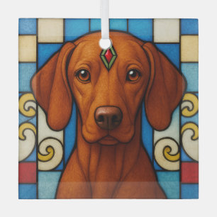 Ornement En Verre Vizsla Chien "Verre Tiré"