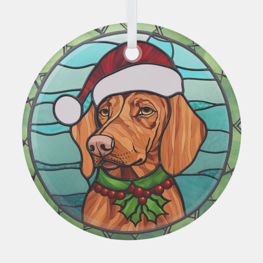 Ornement En Verre Vizsla Vitraux de Noël (Recto)