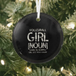 Ornement En Verre Volleyball fille blanche<br><div class="desc">volley,  beach volley,  volley,  équipe,  volley équipe,  volley équipe,  stupéfiant,  ballon,  plage,  drôle,  joueur,  citation,  dire,  sport,  volley joueurs</div>