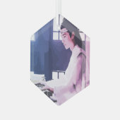 Ornement En Verre Wangji doux jouer la cithare (Avant gauche)