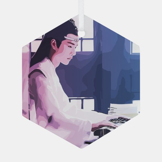 Ornement En Verre Wangji doux jouer la cithare (Verso)