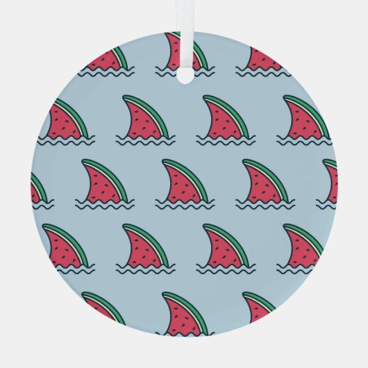 Ornement En Verre Watermelon shark : design motif vague. (Verso)