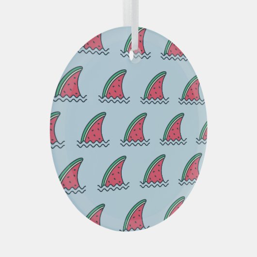 Ornement En Verre Watermelon shark : design motif vague. (Avant droite)
