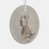 Ornement En Verre Weimaraner Avec Pheasant (Avant droite)
