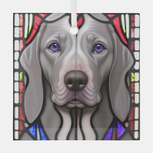 Ornement En Verre Weimaraner "Verre Tiré" (Recto)