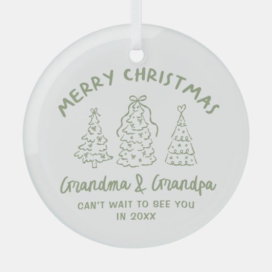 Ornement En Verre Whimsical Grandparents Pregnancy Announcement (Recto)