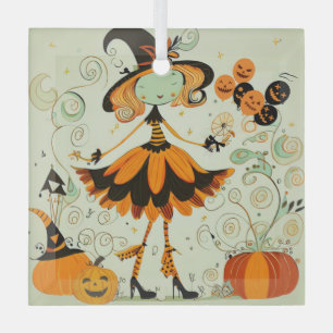 Ornement En Verre whimsical/sorcière/citrouille/chute