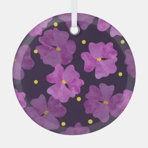 Ornement En Verre Whispers Violet : Elégance de l'aquarelle florale