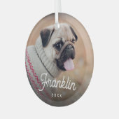 Ornement En Verre White Retro Script Animaux de compagnie photo et a (Avant gauche)