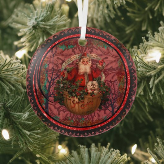Ornement En Verre William * Morris Santa Claus Burgundy (Insitu)