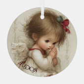 Ornement En Verre Wings of Prayer with Custom Name (Verso)