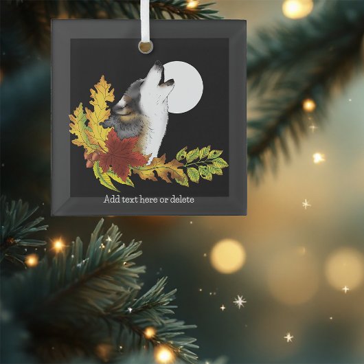 Ornement En Verre Wolf Howling Moon