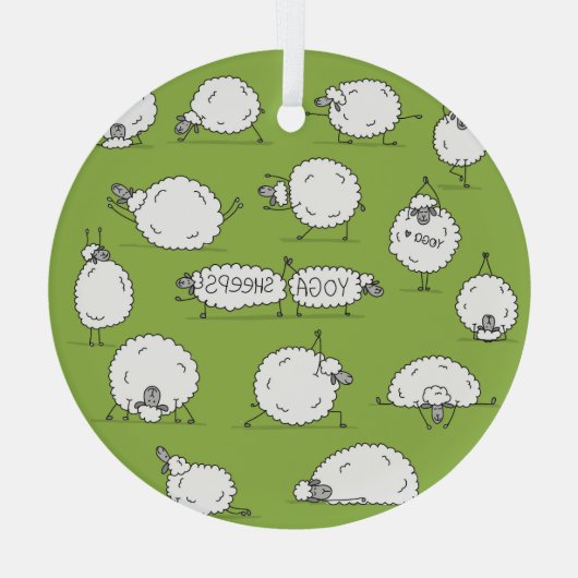 Ornement En Verre Yoga Sheep : Whimsical Sketch Fun. (Verso)