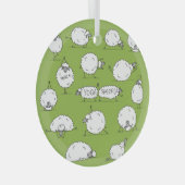 Ornement En Verre Yoga Sheep : Whimsical Sketch Fun. (Avant droite)