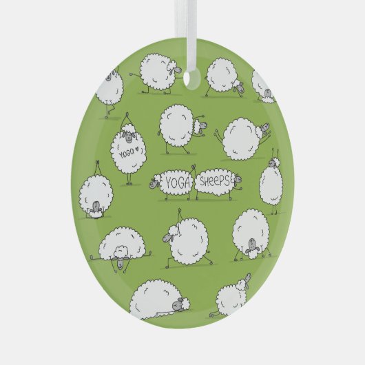 Ornement En Verre Yoga Sheep : Whimsical Sketch Fun. (Avant droite)