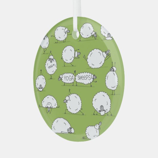 Ornement En Verre Yoga Sheep : Whimsical Sketch Fun. (Avant gauche)