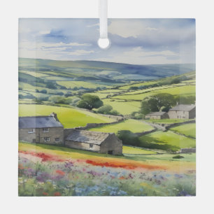 Ornement En Verre "Yorkshire Meadowsong" Paysage Yorkshire Dales