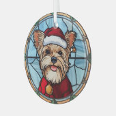 Ornement En Verre Yorkshire Terrier Vitrail Noël (Avant gauche)