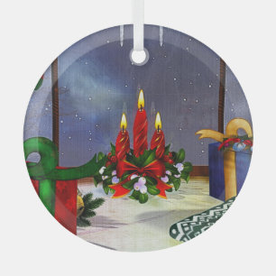 Ornement En Verre Yule Temps Réflexions Art de Vacances