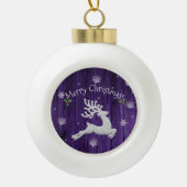 Ornement encadré de rennes de Noël violet rustique (Devant)