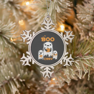 Ornement encadré flocon de neige Halloween Boo Cre
