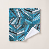 Ornement ethnique bleu monochrome. (Gant de toilette)