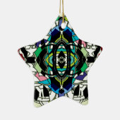 Ornement Étoile En Céramique à damiers (Droite)